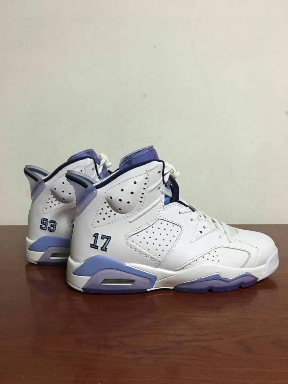 New Air Jordan 6 North Carnolina University White Blue Shoes - Click Image to Close